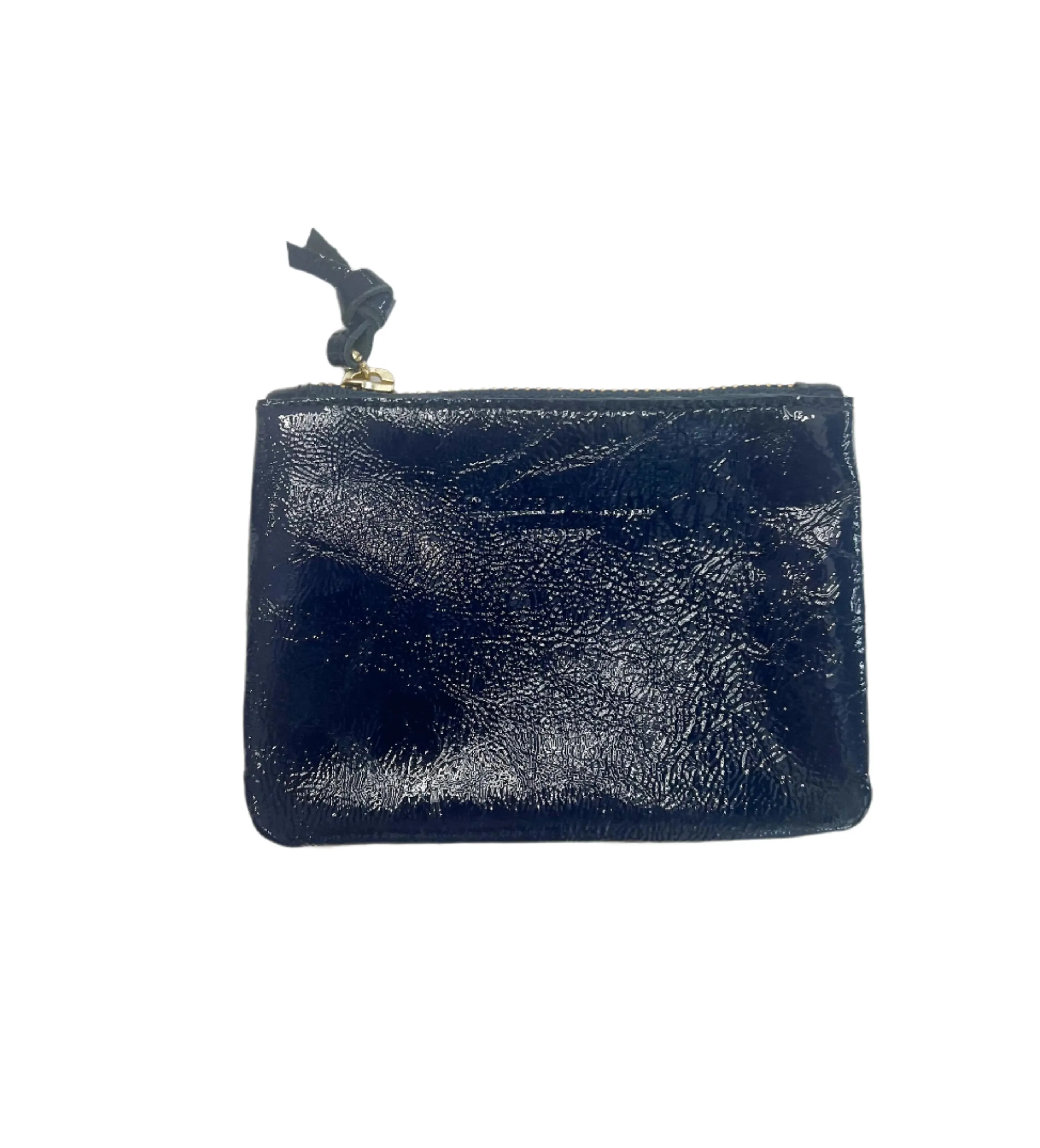 6x4 Medium Mini Navy Crinkled Patent Leather Zip Pouch