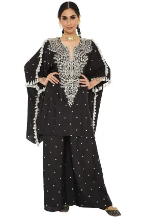 Aarasi Mukaish Silk Kaftan With Palazzo