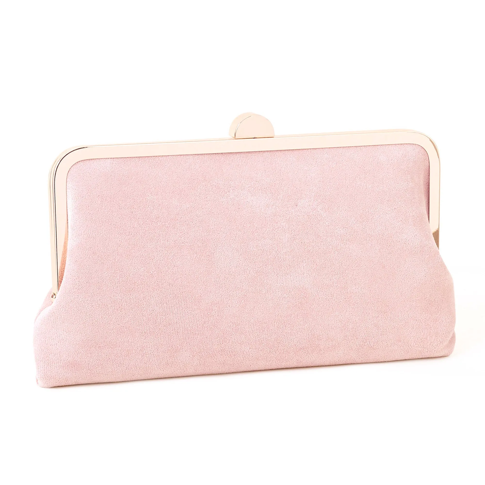 Accessorize London Women's Pink Suedette Clip Frame Clutch Bag