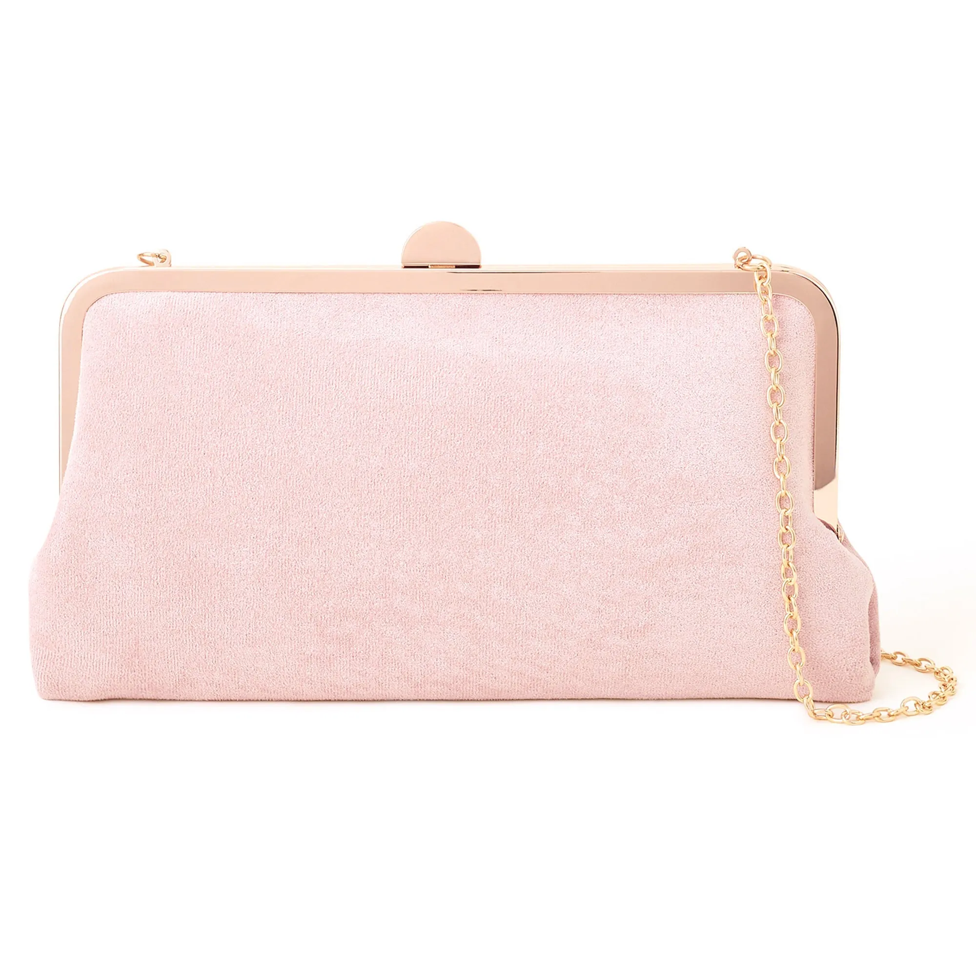 Accessorize London Women's Pink Suedette Clip Frame Clutch Bag