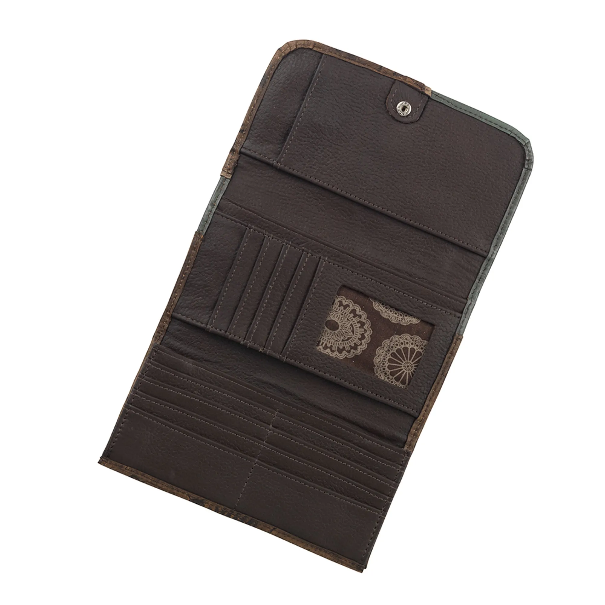 American West Annies Secret Collection Charcoal Leather Trifold Wallet