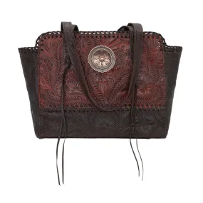 American West Annie's Secret Collection Crimson Leather CCS Zip Top Tote