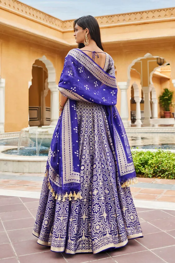 Aniq Lehenga Set - Blue