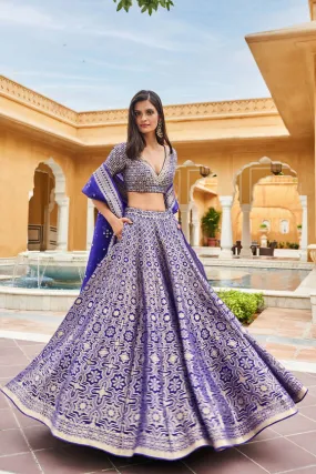 Aniq Lehenga Set - Blue