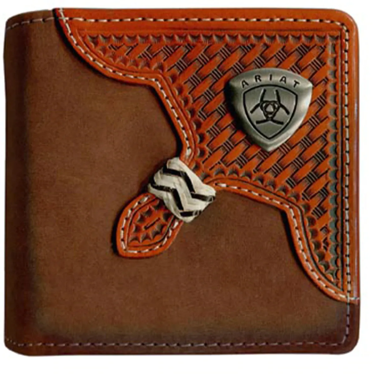 Ariat Bi-Fold Wallet - Basket Weave Overlay