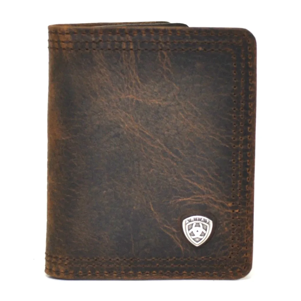 Ariat Performance Work Bi-fold Flipcase Dark Brown Leather Wallet