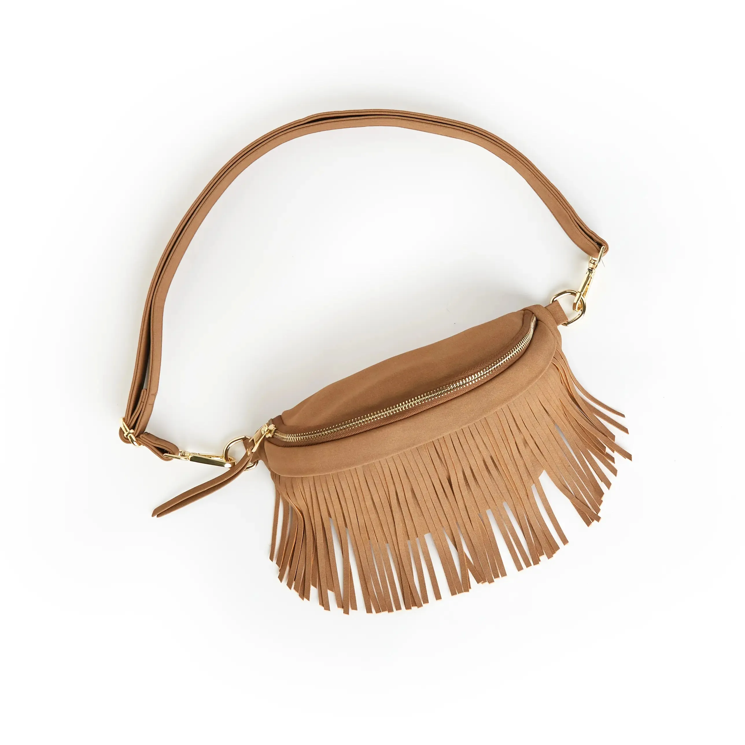 Black Suede Removable Fringe- Bum - Hip Bag