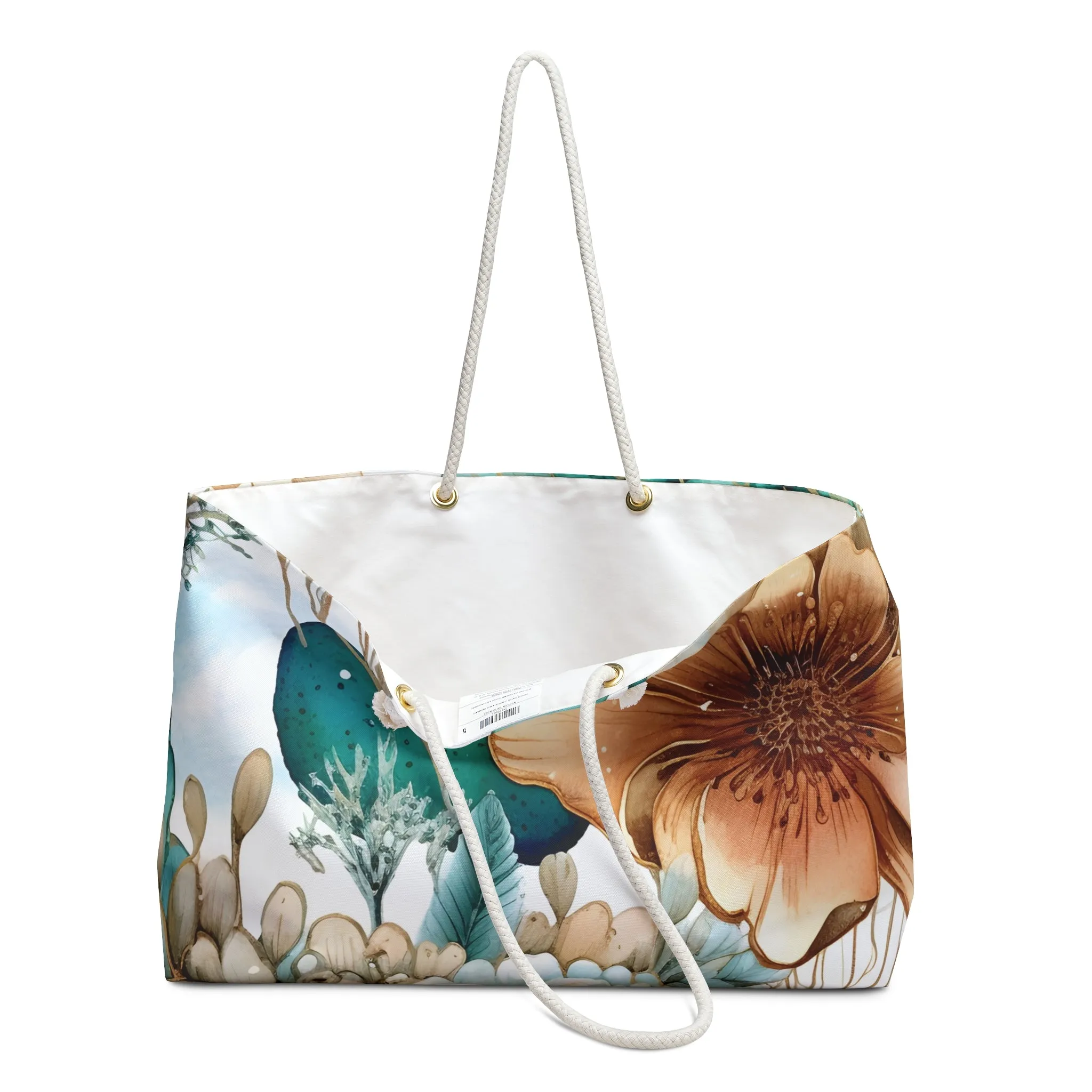 Boho Coastal Flower Beach Bag Weekender Bag