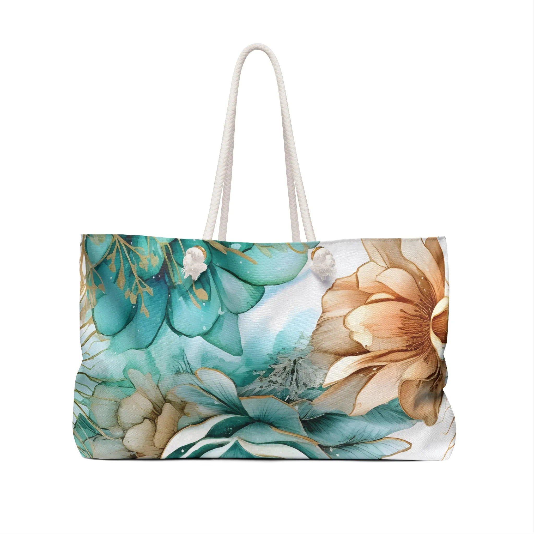 Boho Coastal Flower Beach Bag Weekender Bag