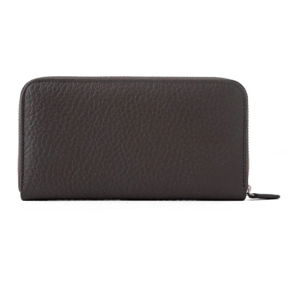 BOSS Leather Zip-Up Wallet with Logo