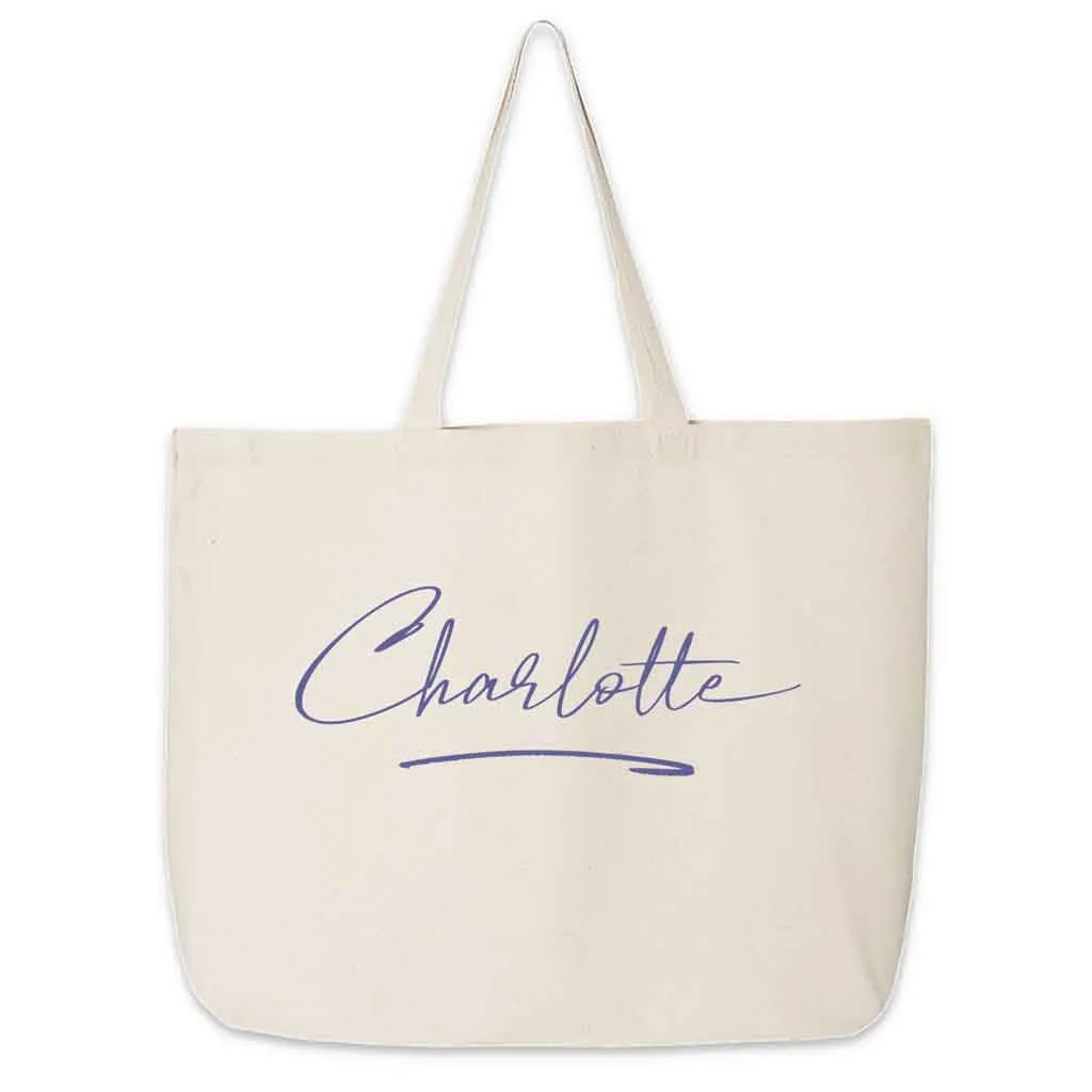 Bridal Party Canvas Tote Personalized with a Stylized Name