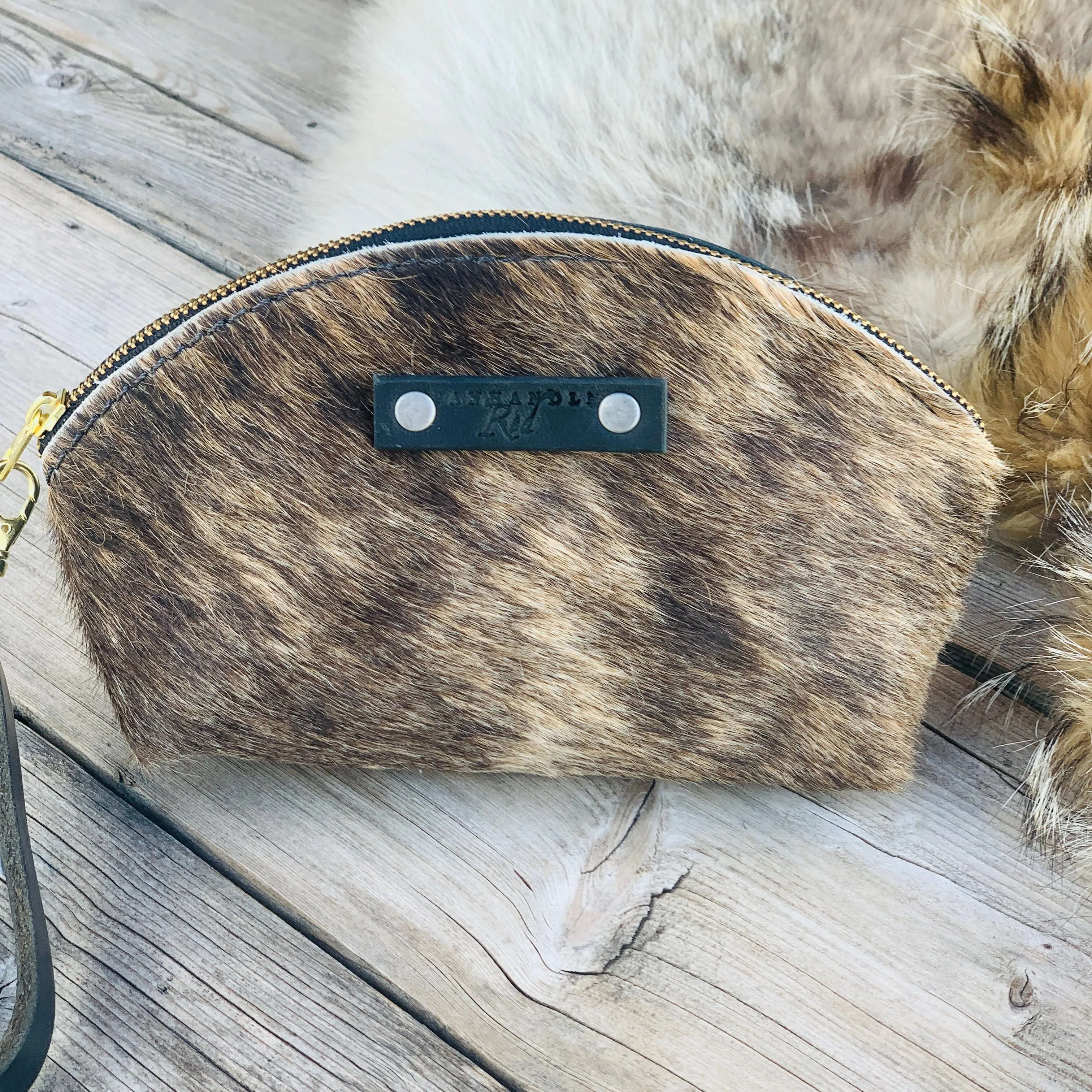 Brindle Hair on Hide Leather Clutch