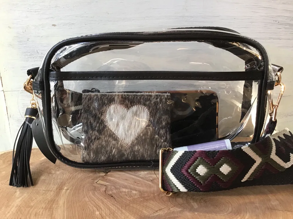 Clear Crossbody Stadium Bag Black Gutar Strap