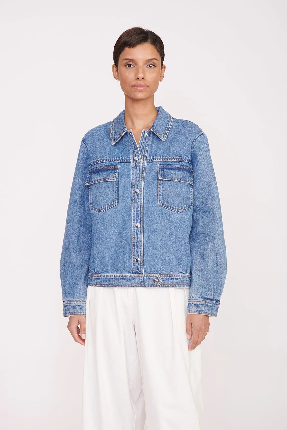 CUSTOM STAUD x C.BONZ OVERSIZED RYAN DENIM JACKET | MEDIUM WASH