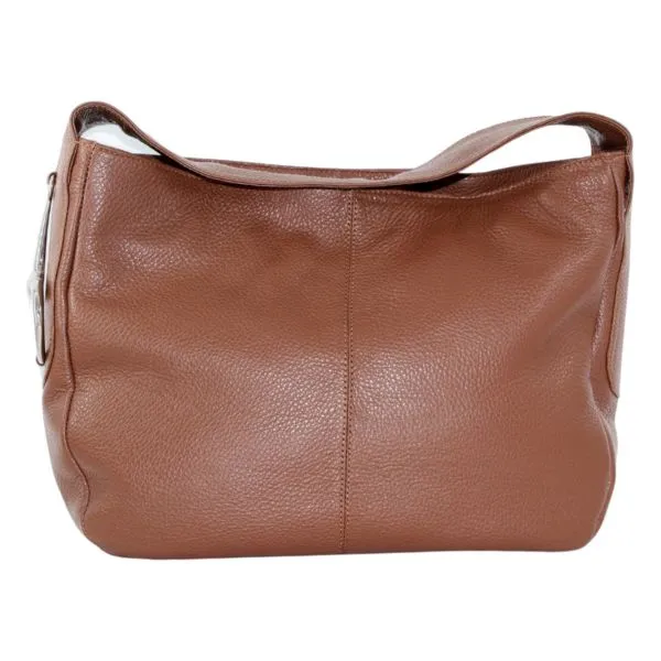 Ditomo Brown Leather Shoulder Handbag Bit Detail