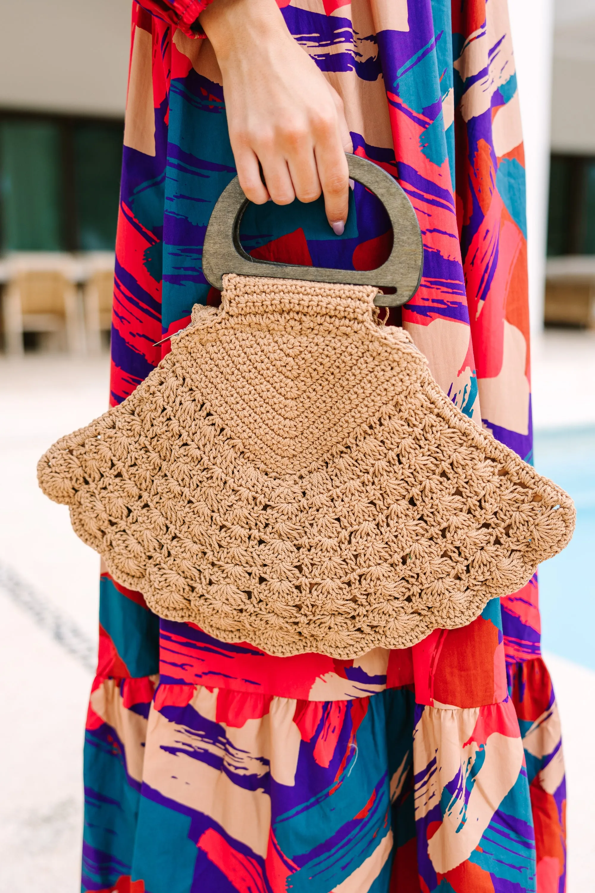 Down By The Sea Taupe Braided Purse