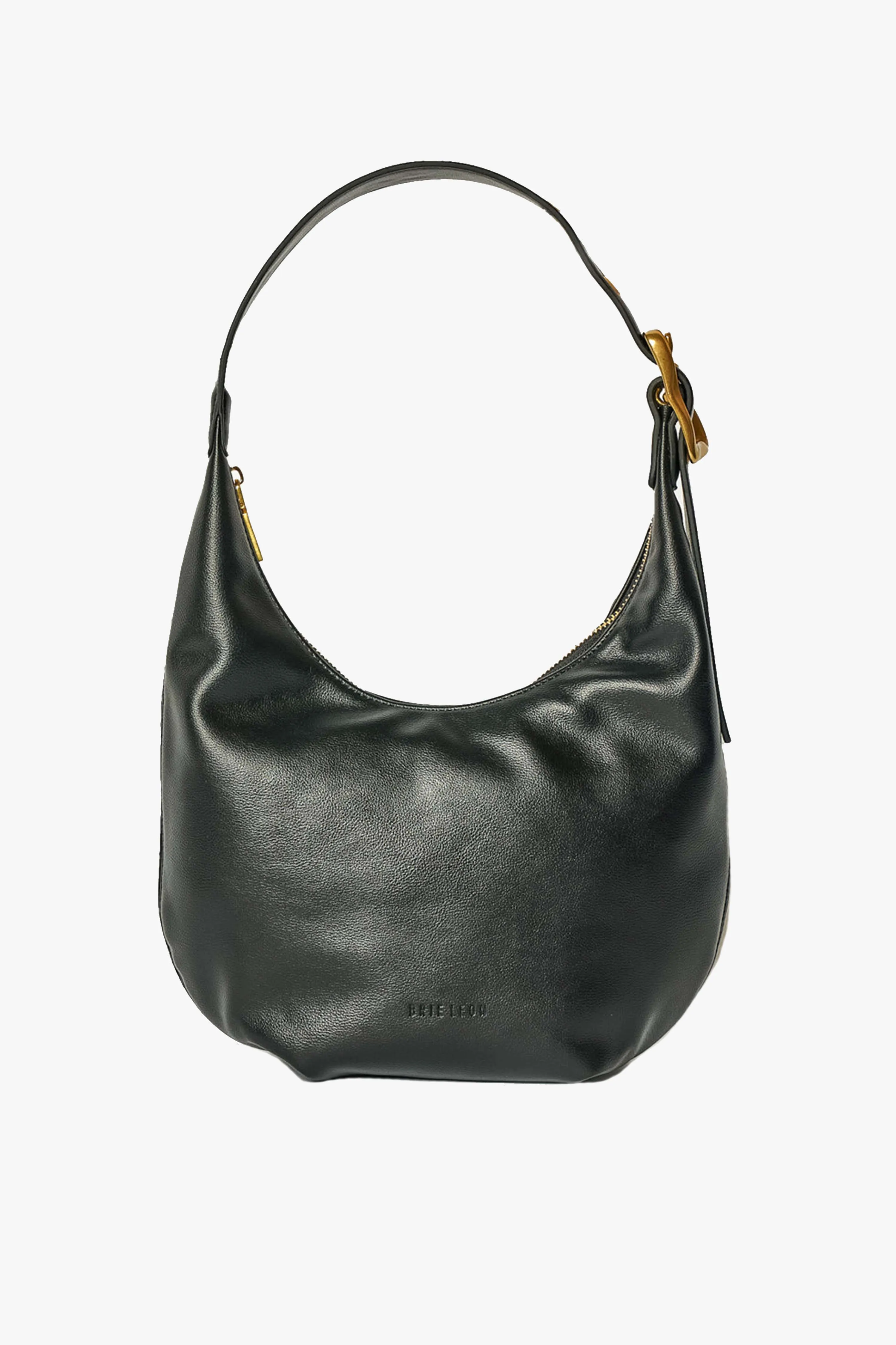 Everyday Croissant Black  Gold Buckle Recycled PU Shoulder Bag