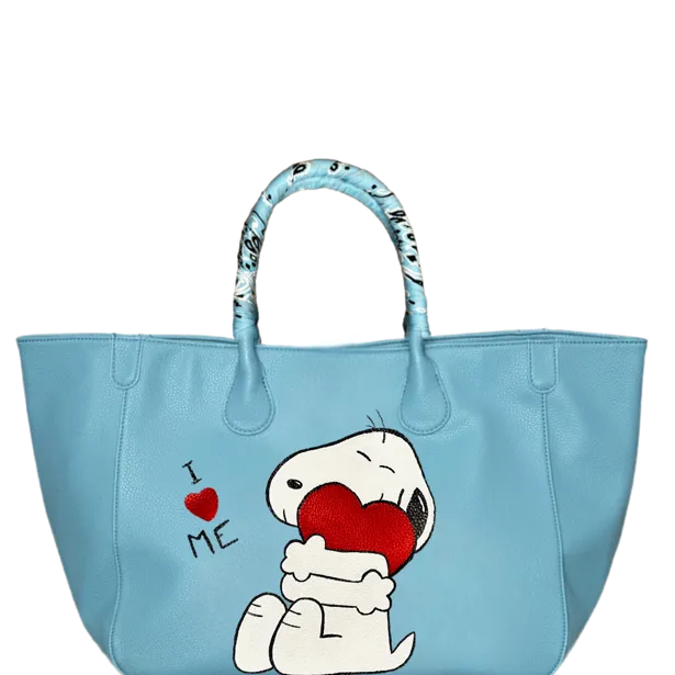 Everyday Vegan Tote - Snoopy Vegan Pebble Leather Hand Painted