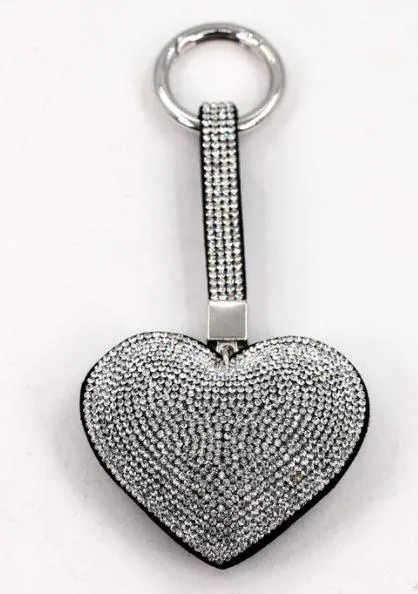 Elegant and Stylish Fabucci 3D Diamante Studded Heart Bag Charm Keyring