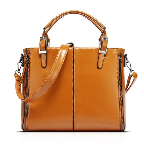 Fashion Designer Oil Wax Leather Tote Bag, Shoulder Bag and Handbag