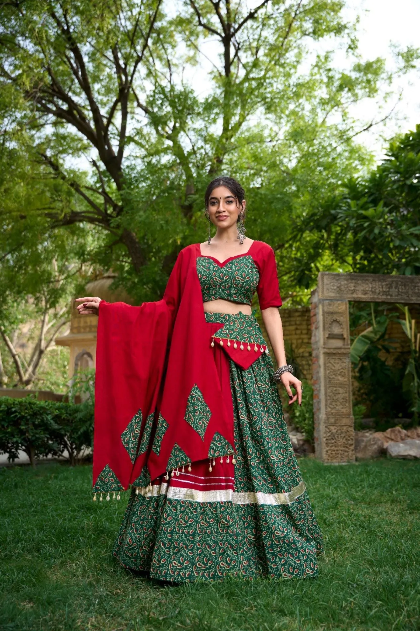 Festive Elegance Pure Cotton Mirror Work Lehenga Choli