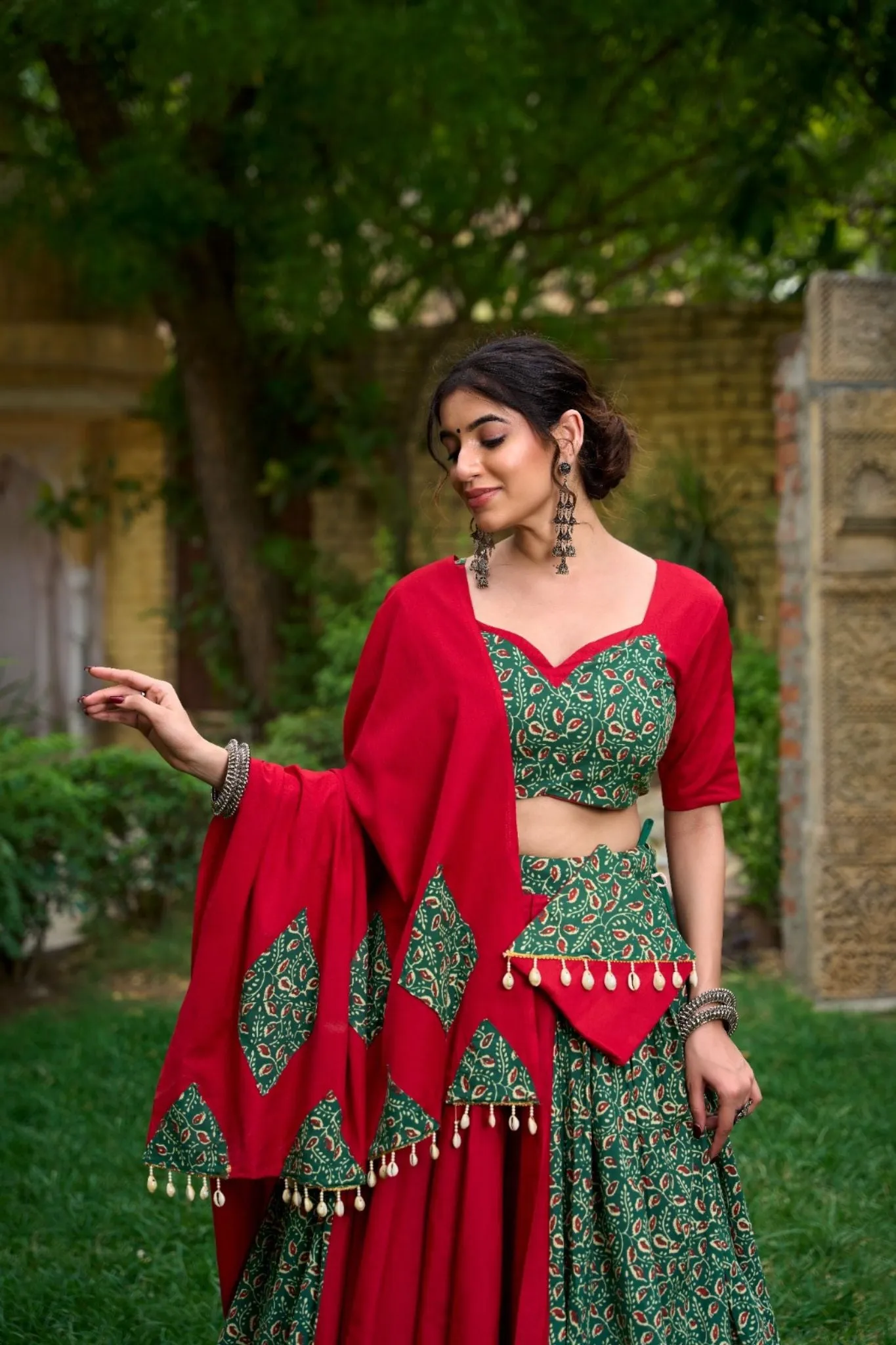 Festive Elegance Pure Cotton Mirror Work Lehenga Choli