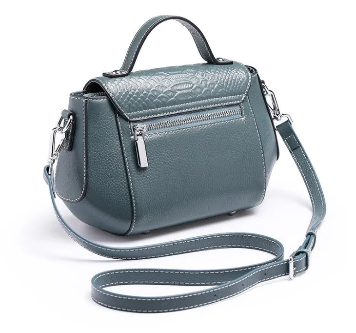 Genuine Leather Crocodile Grain Crossbody Bag