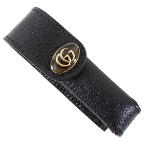 Gucci Black Leather Monogram Lipstick Holder