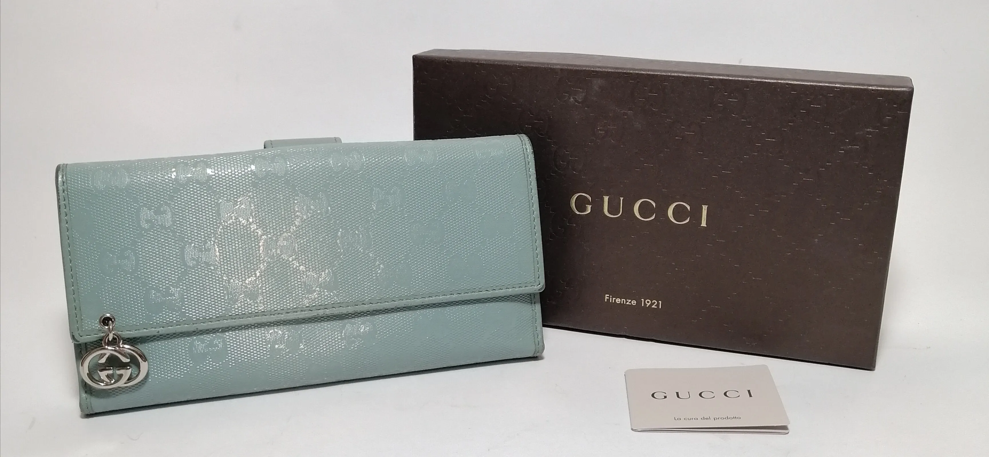 Gucci GG 'Pierce' Light Blue Leather Wallet | Pre Loved |