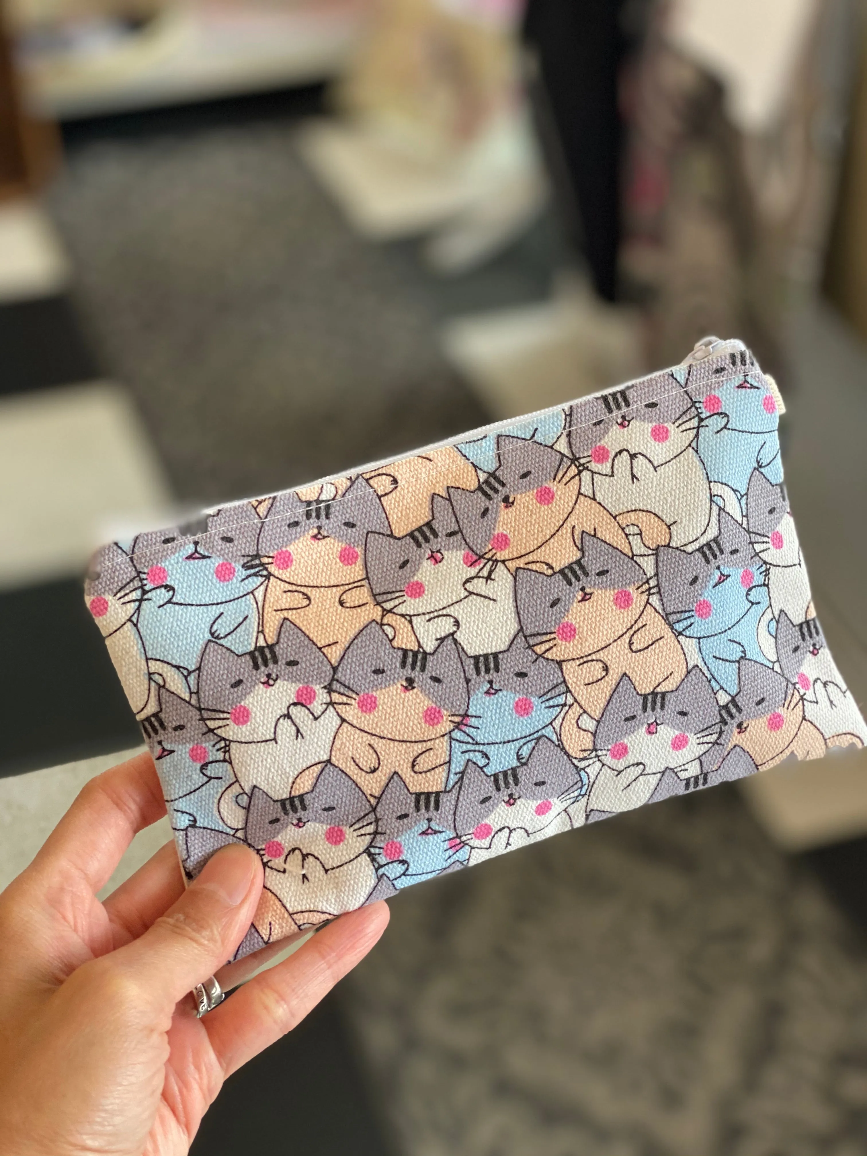 Handmade Cute Make Up/ Pencil Pouch with Wrist Strap