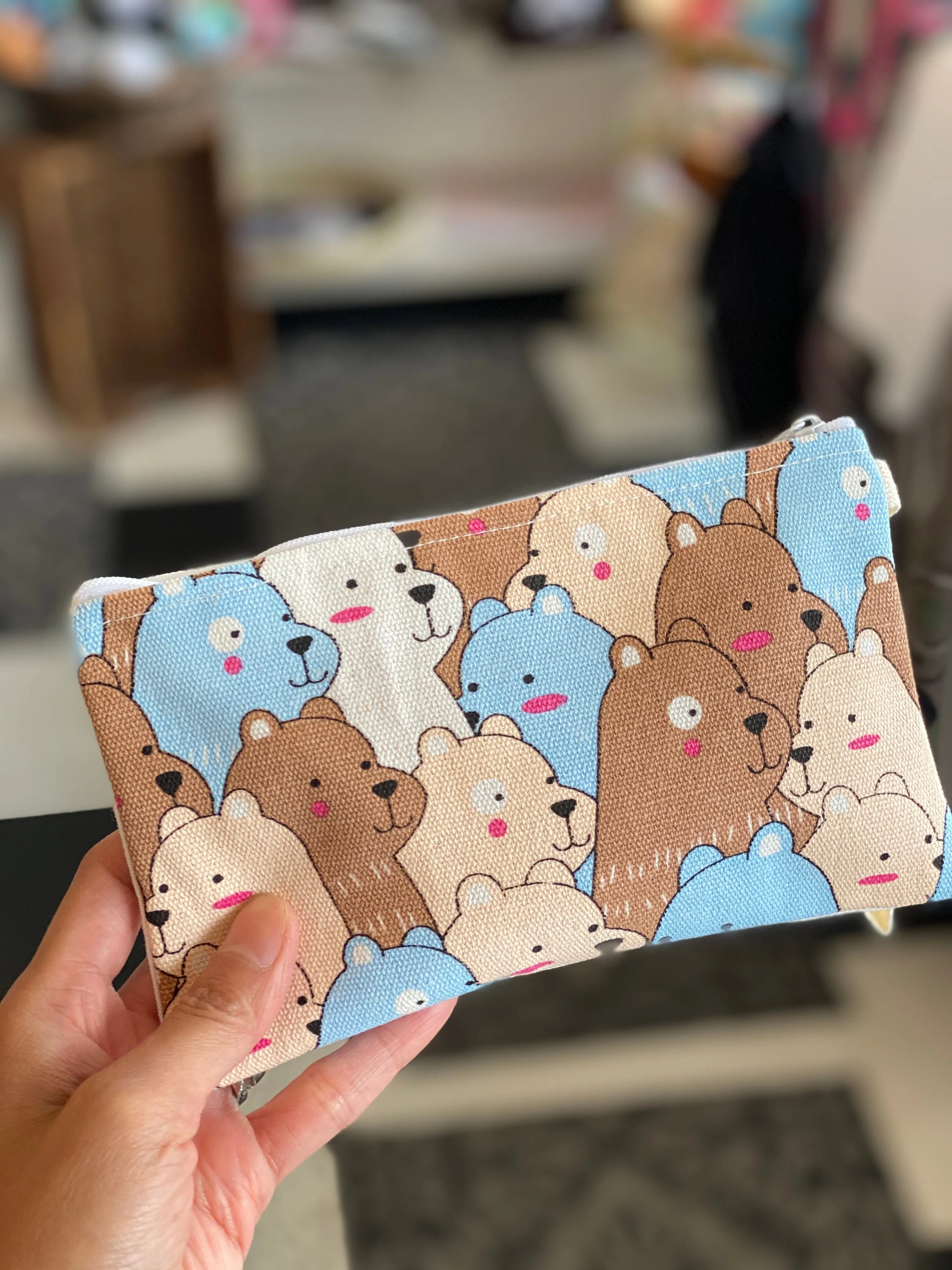 Handmade Cute Make Up/ Pencil Pouch with Wrist Strap