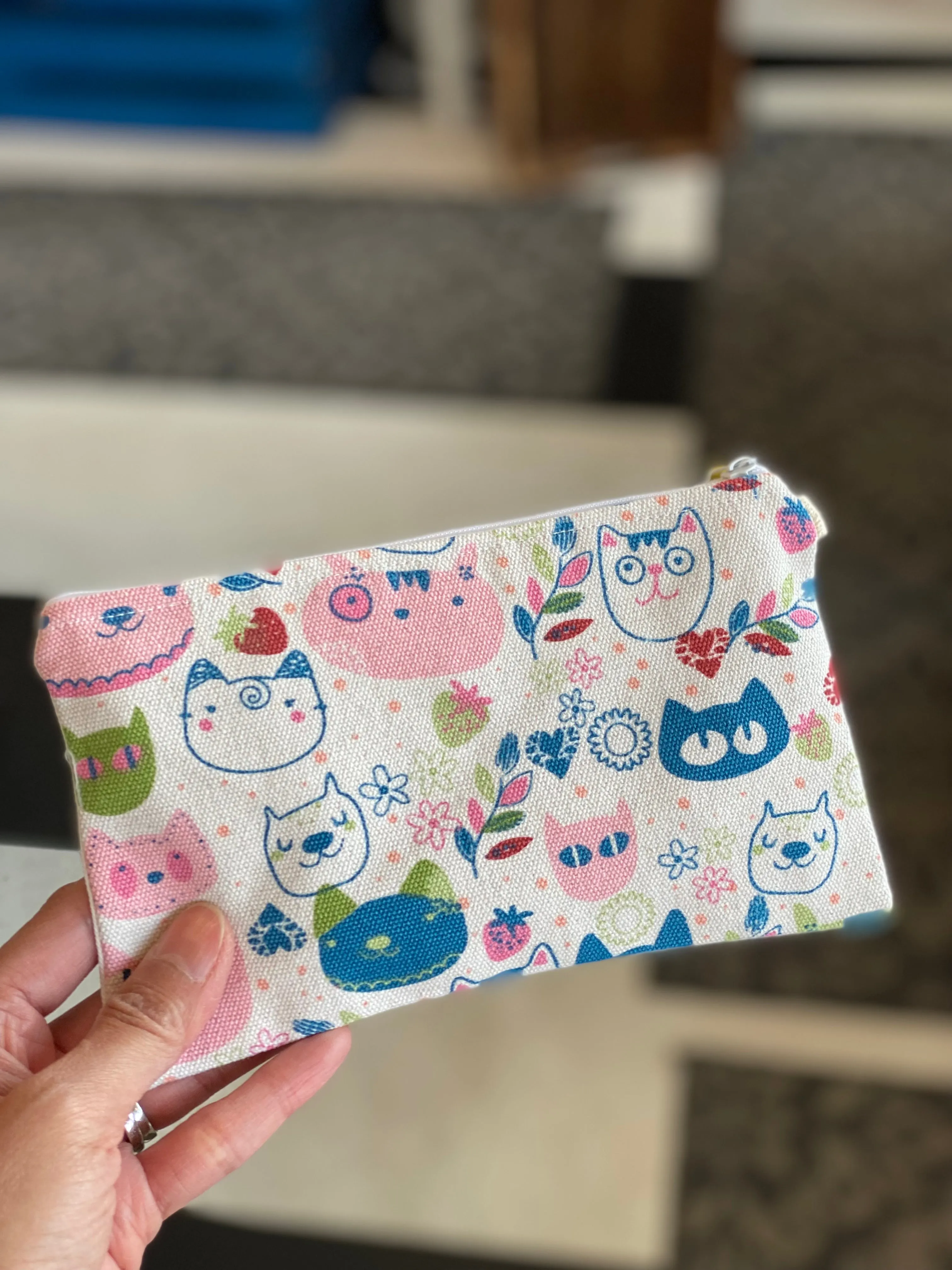 Handmade Cute Make Up/ Pencil Pouch with Wrist Strap