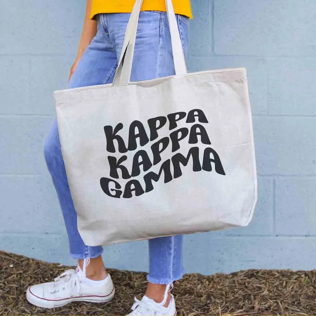 Kappa Kappa Gamma Large Canvas Sorority Tote Bag with Simple Mod Design