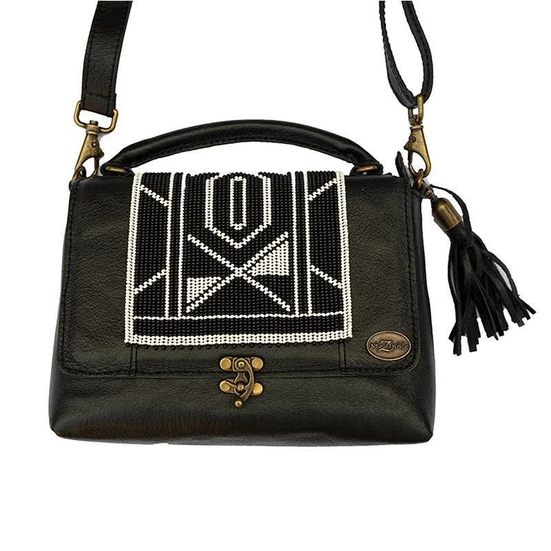 Karungi Beaded Leather Bag | Black