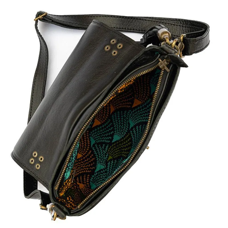 Karungi Beaded Leather Bag | Black