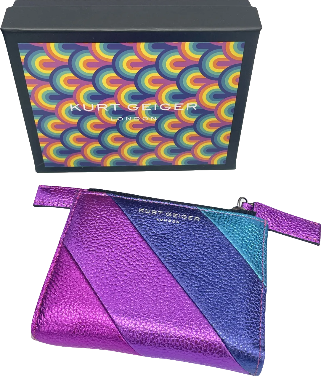 Kurt Geiger Multicoloured Metallic Rainbow Leather Mini Purse BNIB