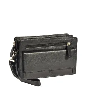 Leather Wrist Clutch Bag Ralf Black