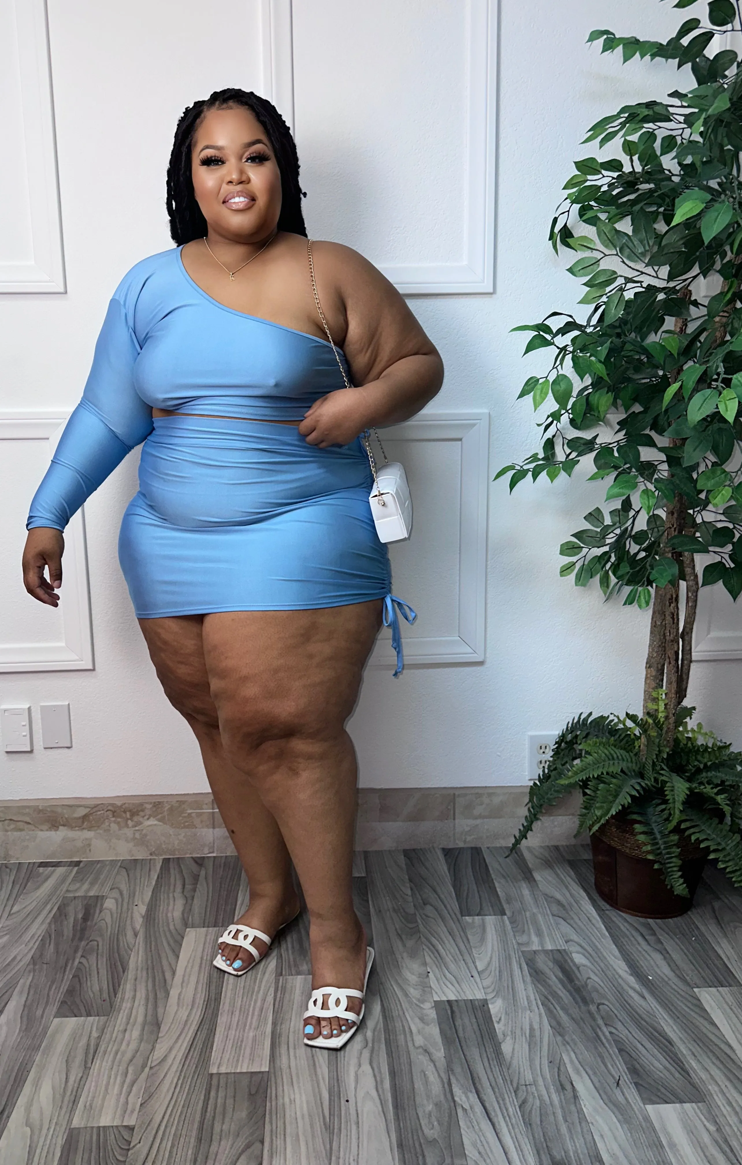 Light Blue Crush   Size Skirt set