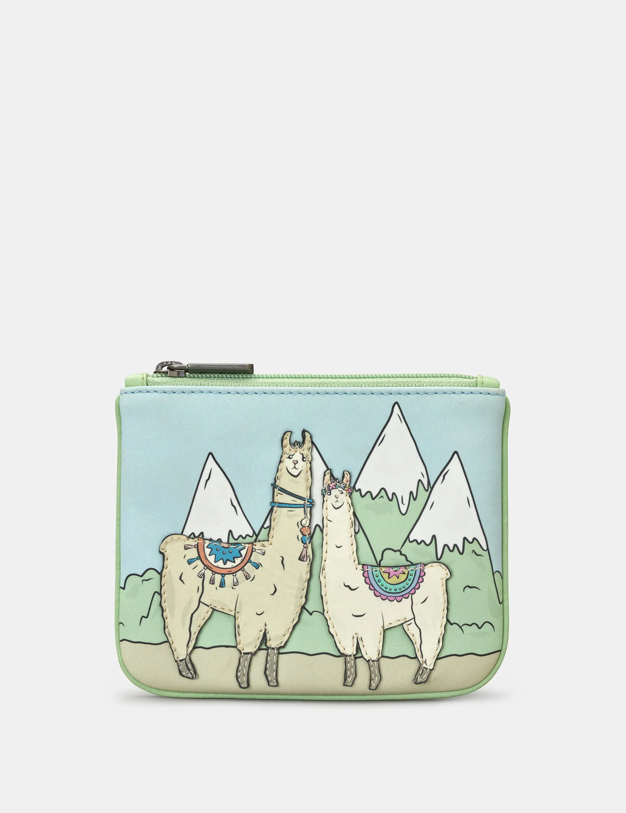 Llamas Zip Top Leather Purse