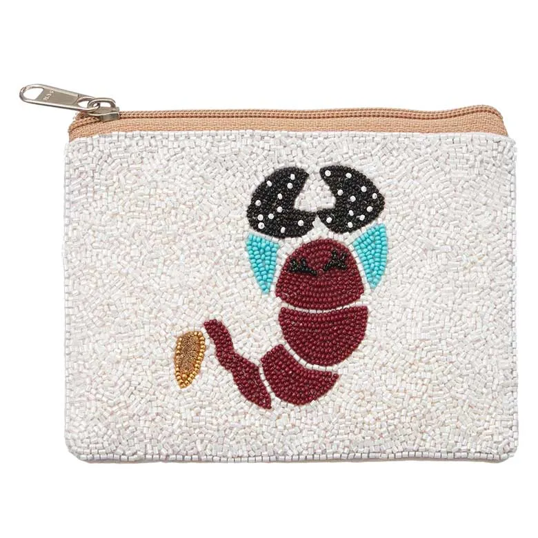 Lobster Seed Beaded Mini Pouch Bag