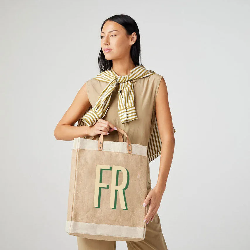 Market Bag in Natural with Large Ecru Monogram