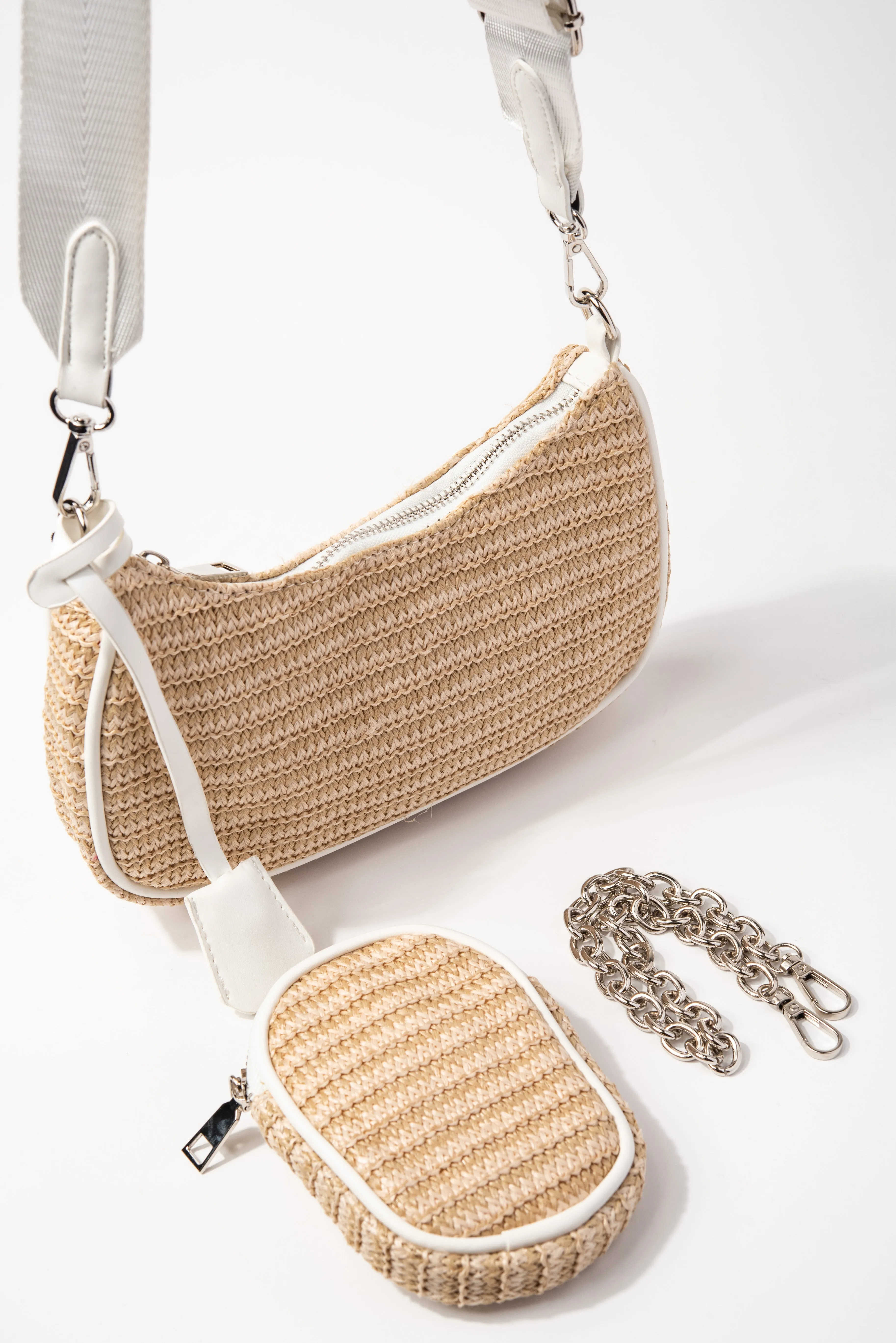 Marnie Straw Crossbody Bag with Detachable Coin Purse