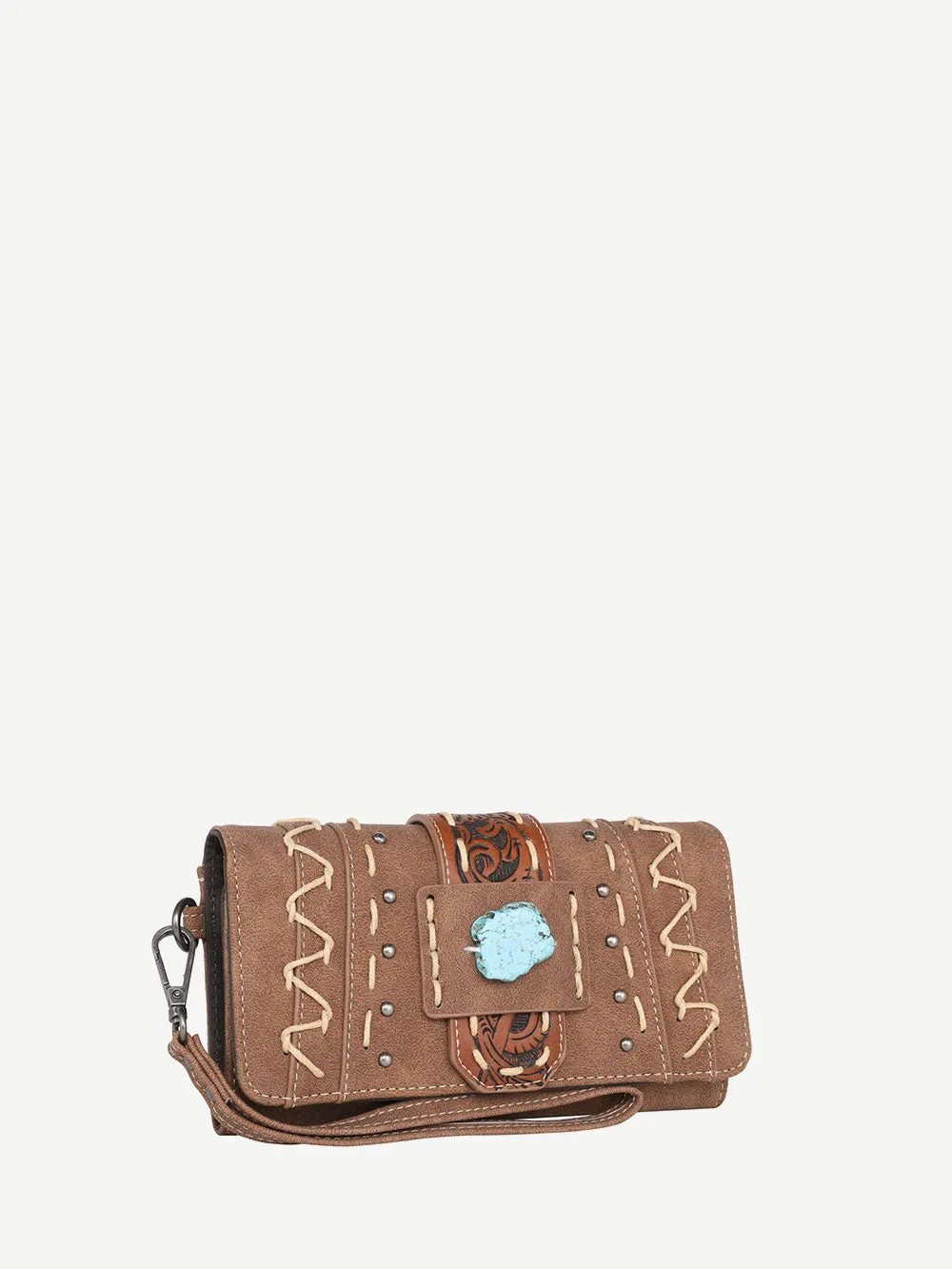 Montana West Tooled Buckle Hand-stitch Wallet