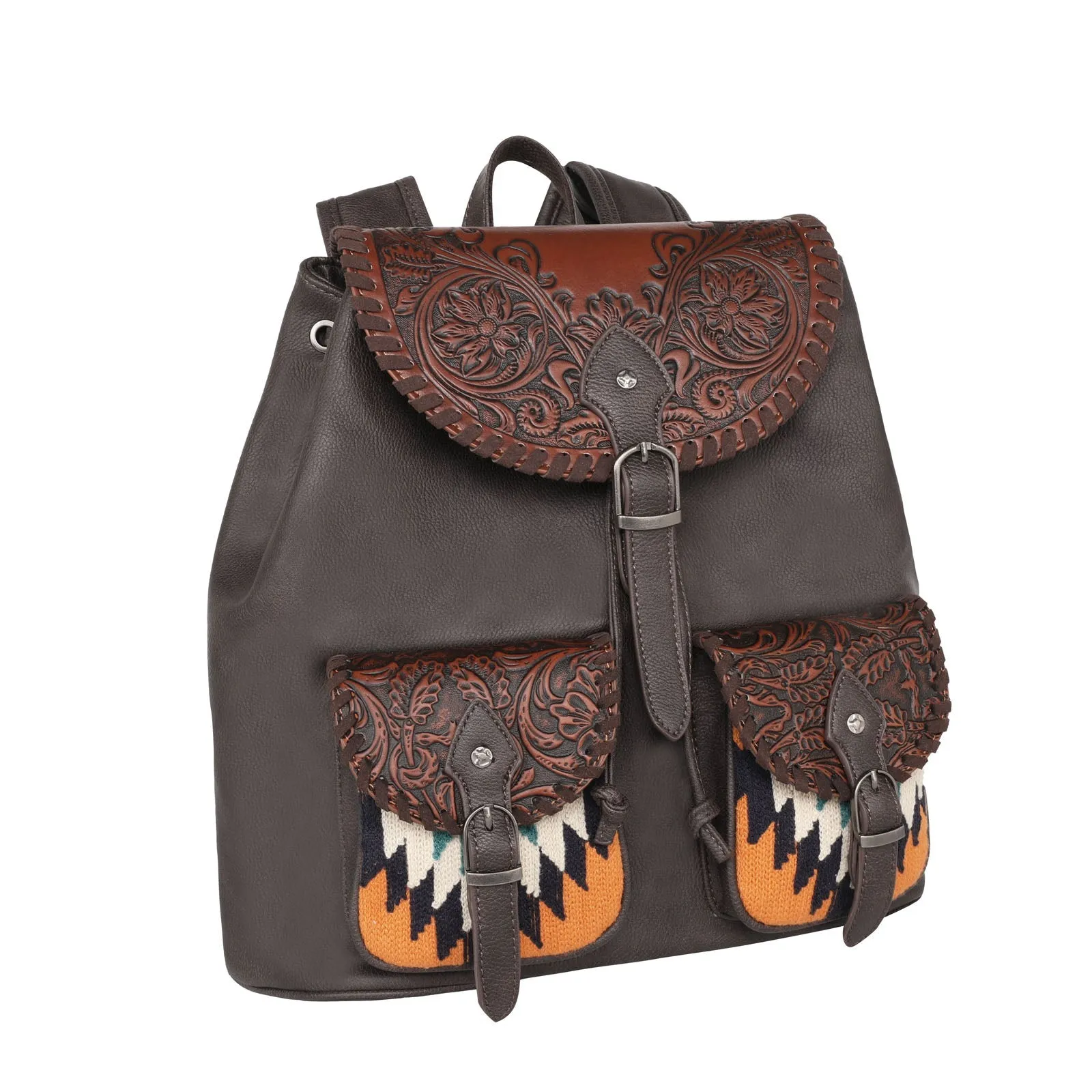 MW1173-9110 Montana West Tooled Collection Backpack - Aztec