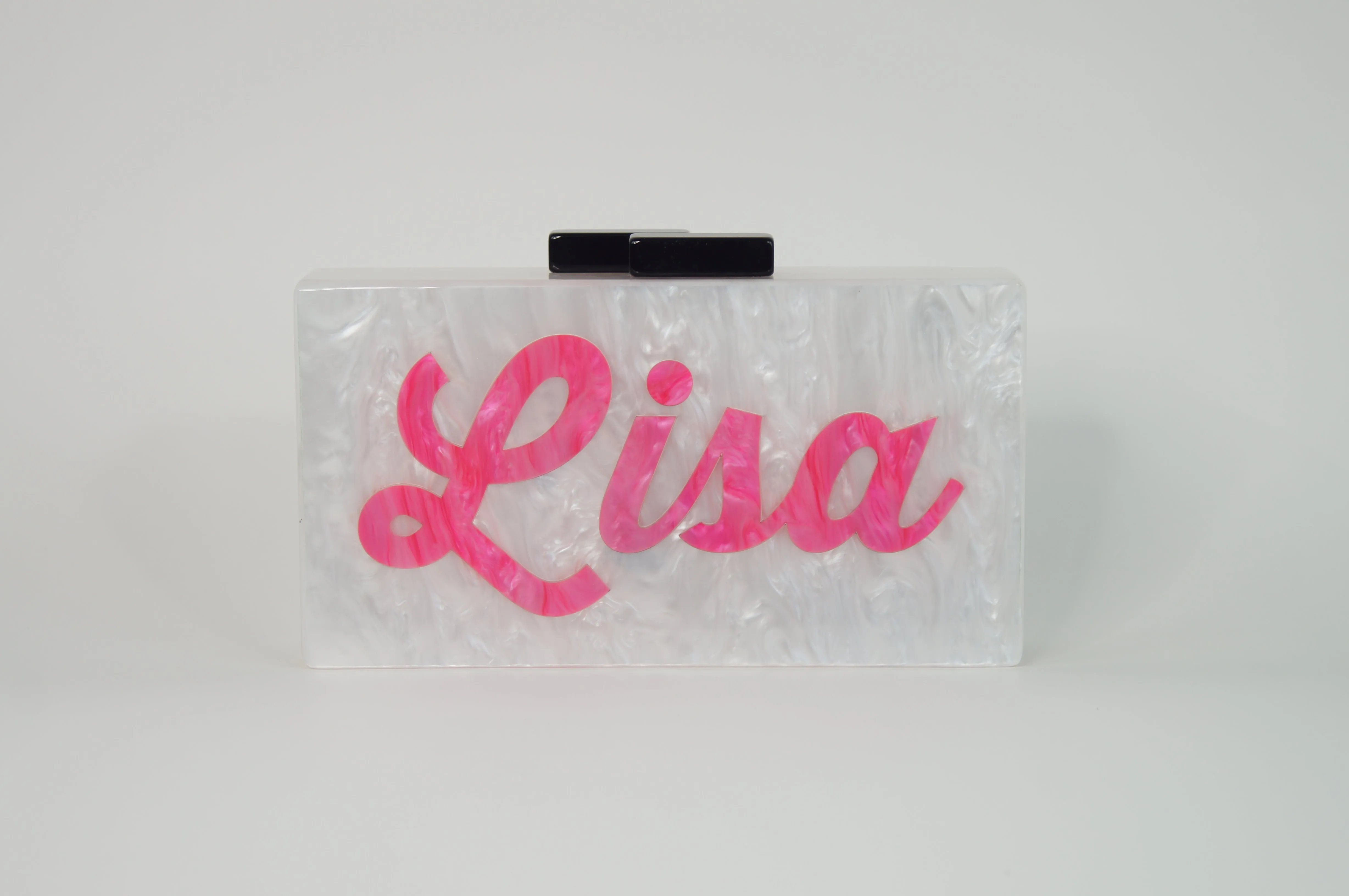 Personalized Name Acrylic Box Clutch-Medium Size