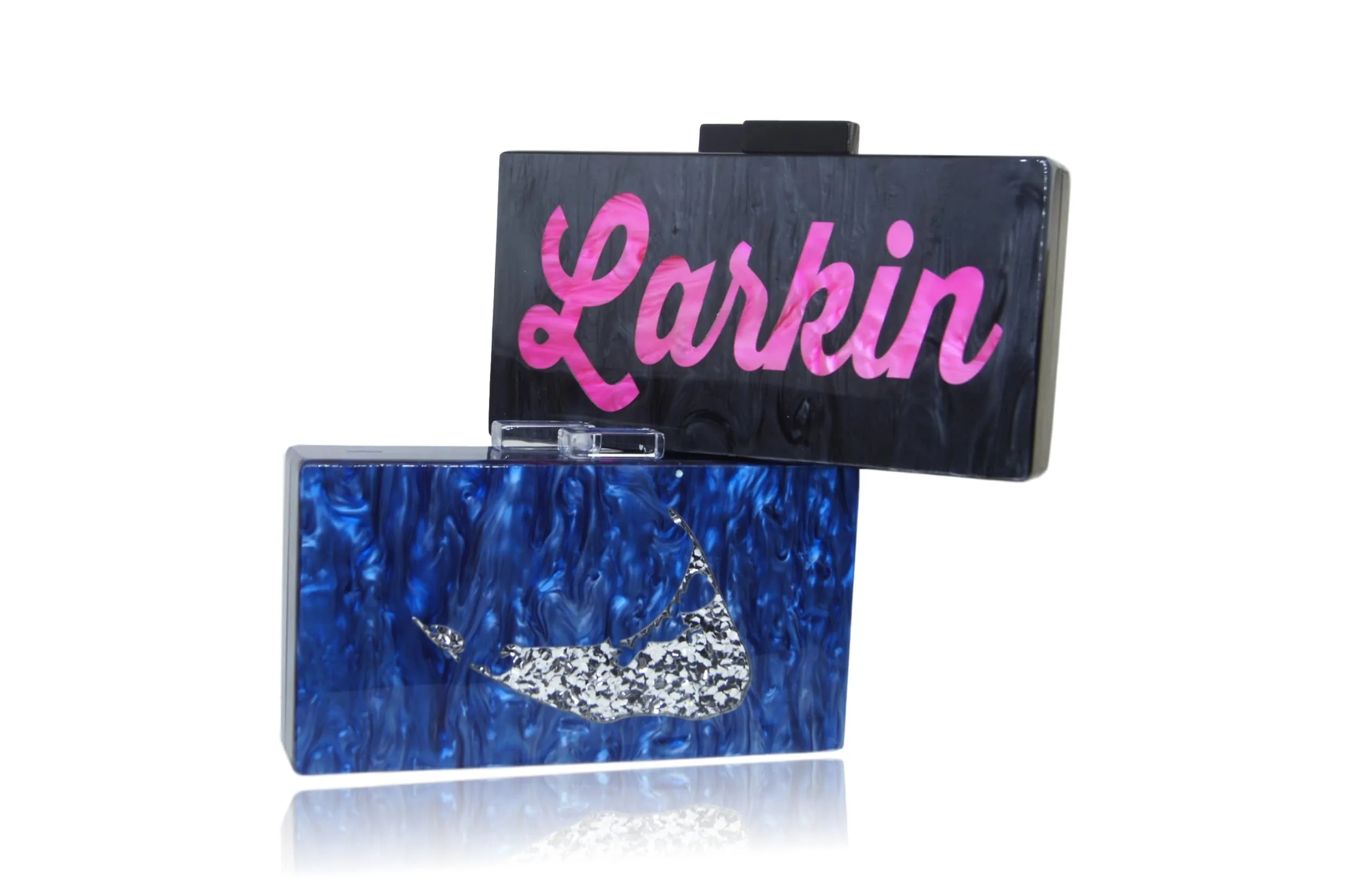 Personalized Name Acrylic Box Clutch-Medium Size