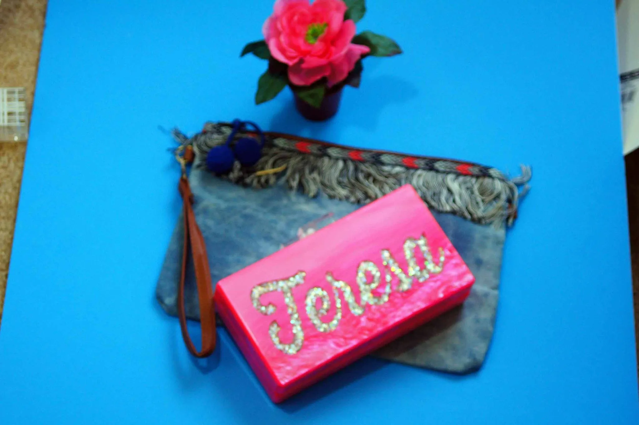 Personalized Name Acrylic Box Clutch-Medium Size