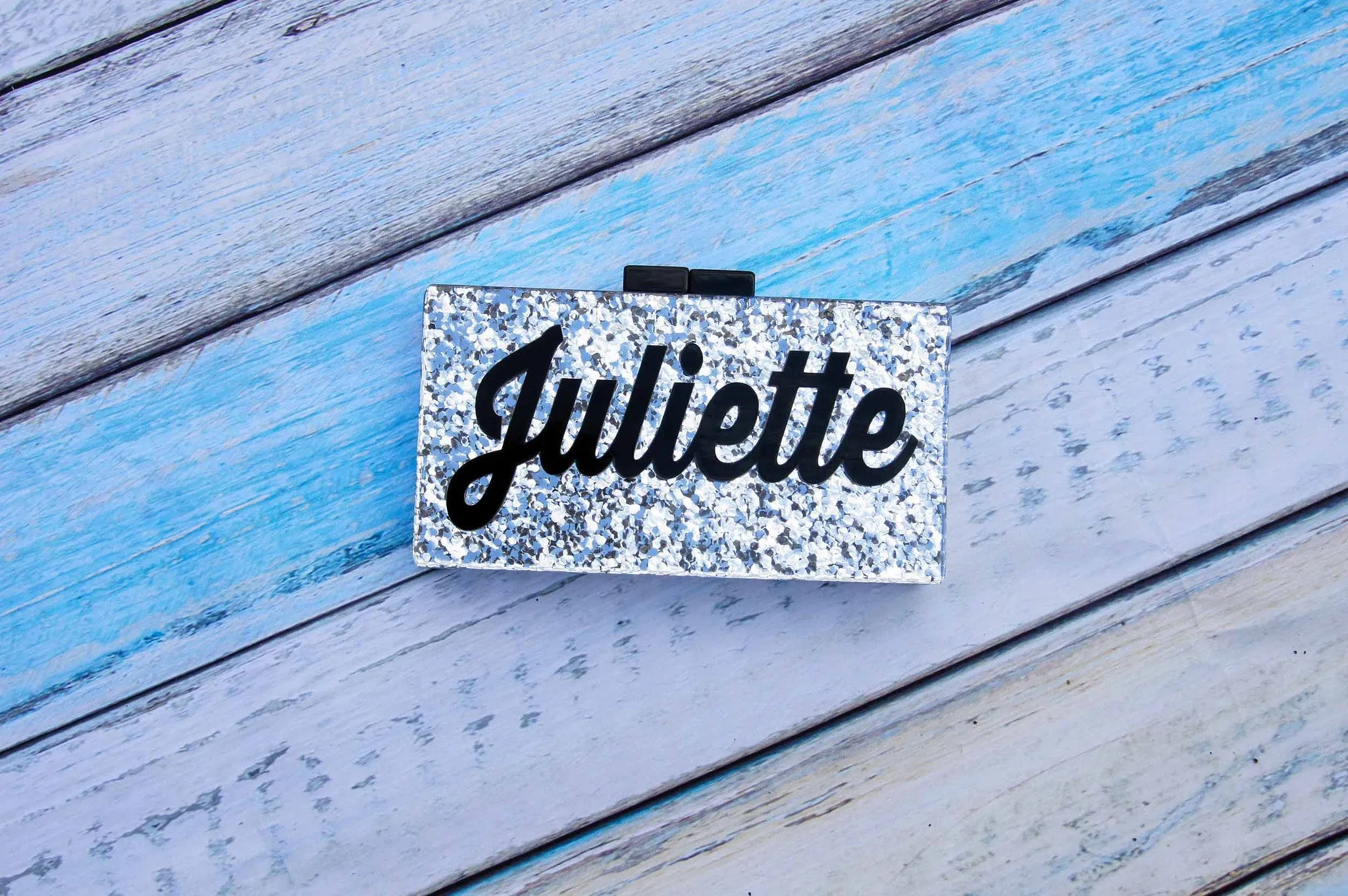 Personalized Name Acrylic Box Clutch-Medium Size