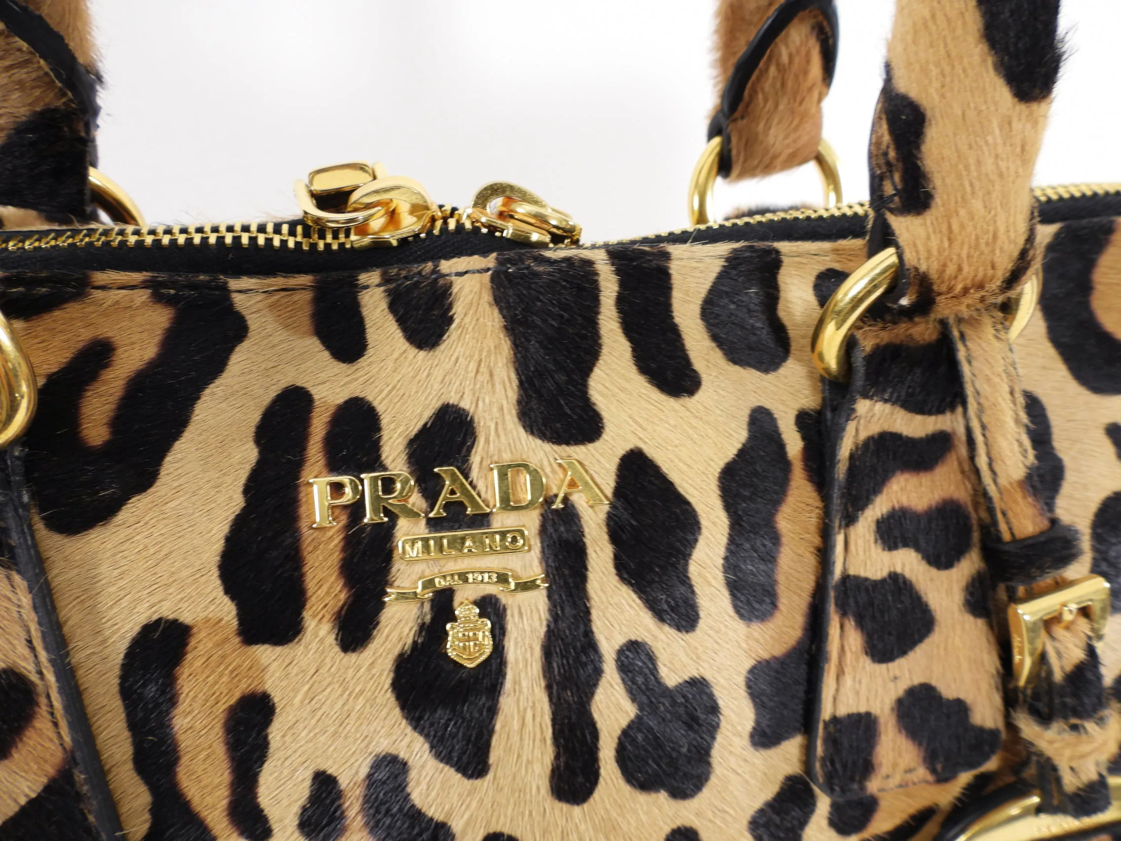 Prada Leopard Calfskin Large Tote Bag