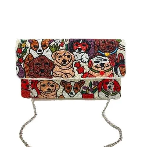 Puppy Beaded Clutch